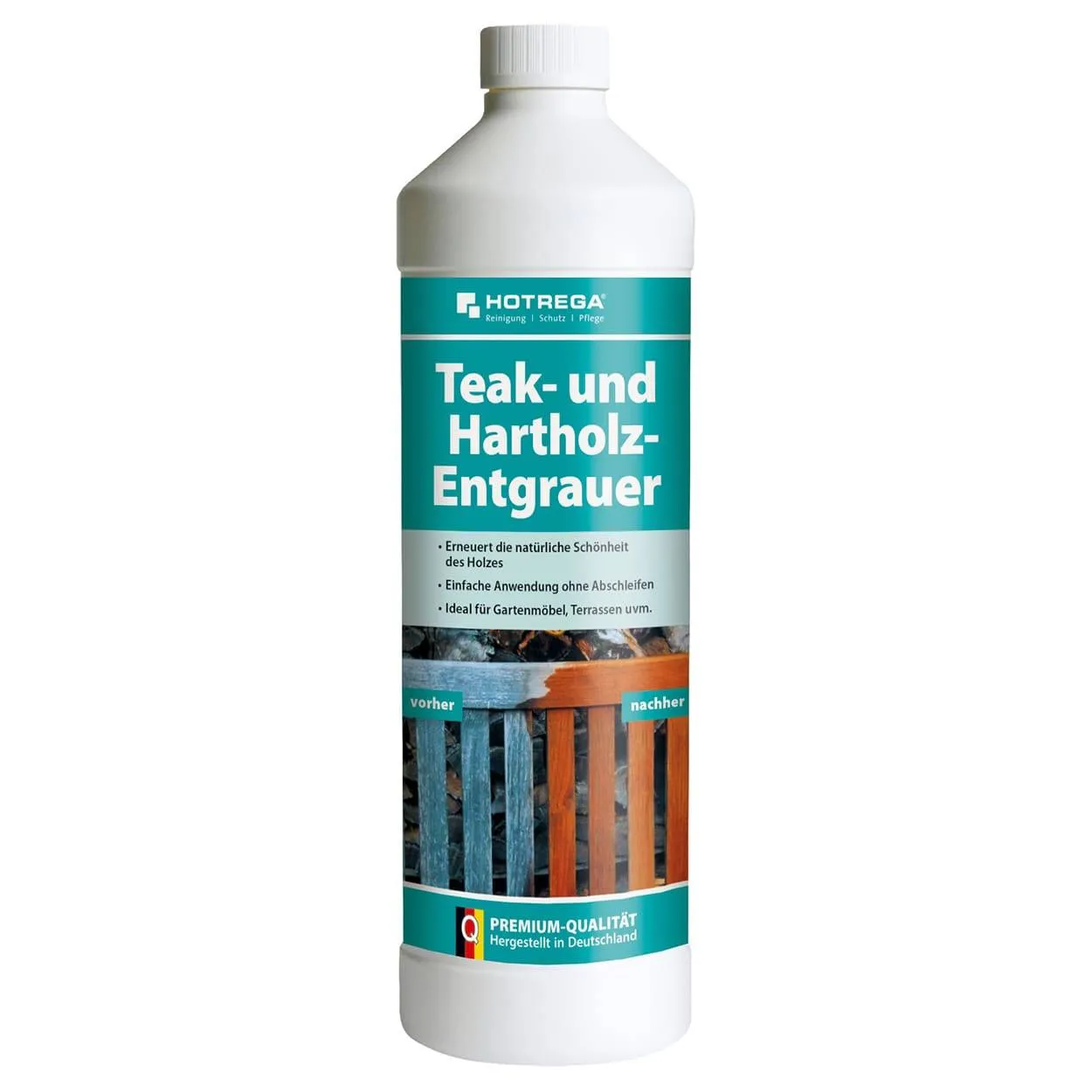 HOTREGA Teak- und Hartholz-Entgrauer, 1 Liter Flasche (Konzentrat)